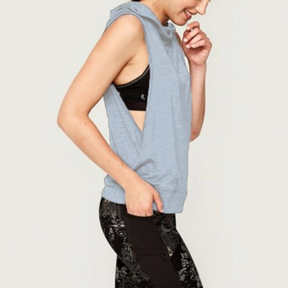 Lole sleeveless neck hoodie sweatshirt open sides Large